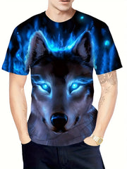 Men's 3D Pattern Print Graphic Crew Neck Active T-shirt