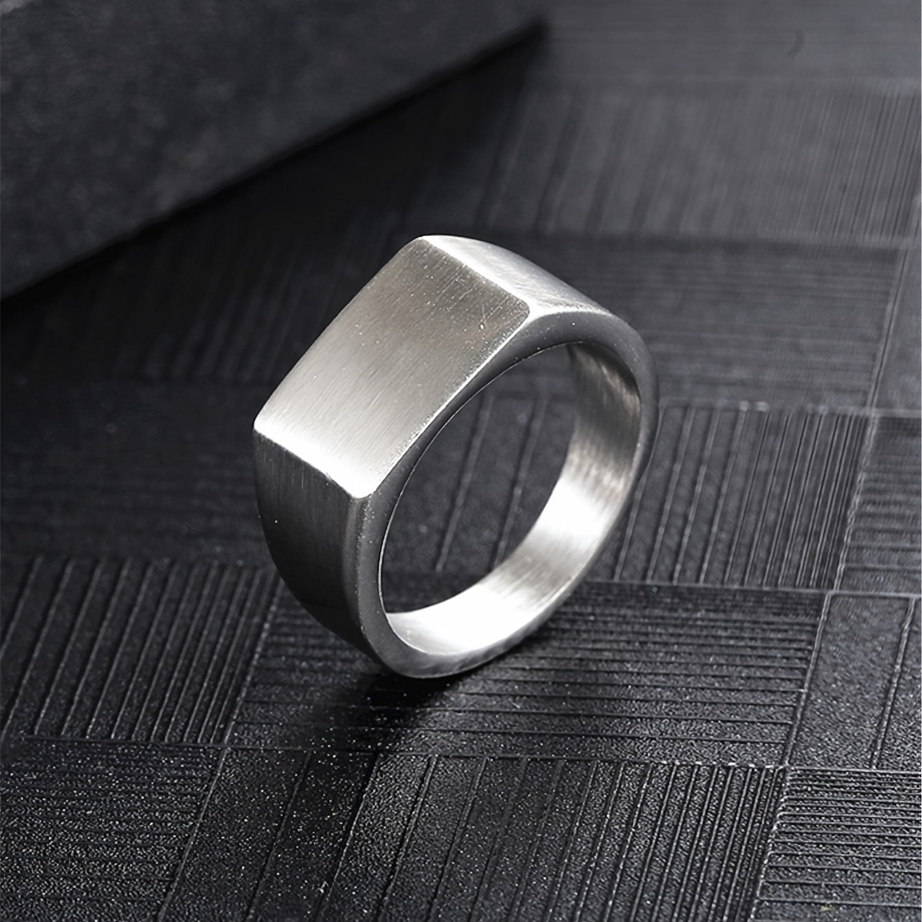 Vintage Stainless Steel Square Ring for Men