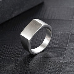 Vintage Stainless Steel Square Ring for Men