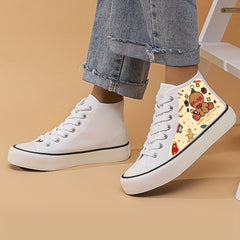 Christmas Cartoon Print High Top Canvas Sneakers