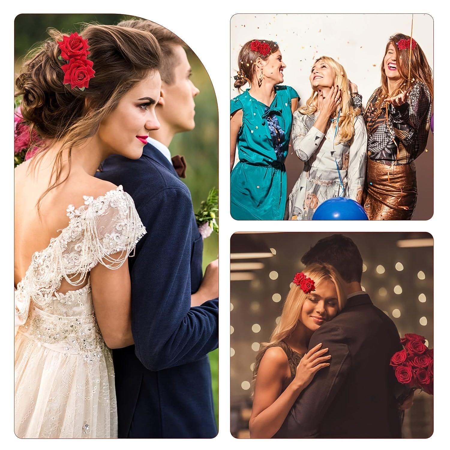 Rose Hair Comb Bridal Boho Invisible Comb Halloween Hair Accessory