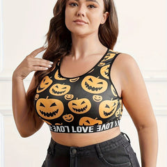  Pumpkin Print Seamless Bralette