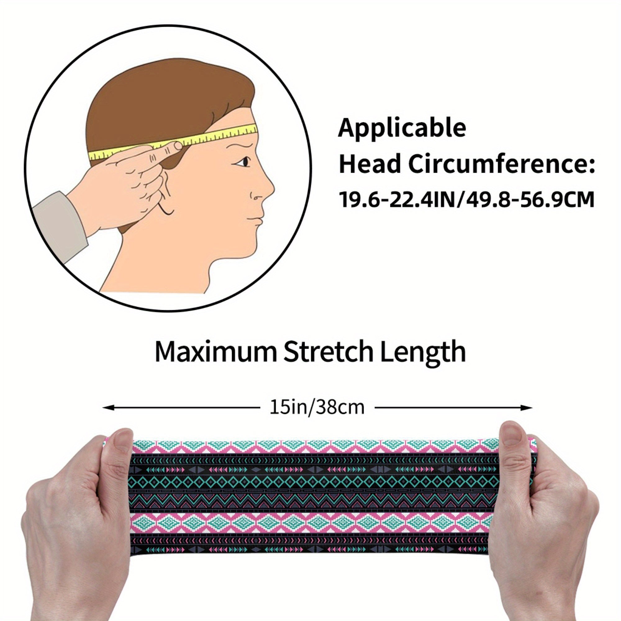 Men's Boho Headband Turquoise Soft Grip Pink Teal Non Slip Gym Yoga Hairband