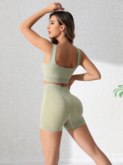 Yoga Tank Top & Stretch Fitness Shorts Set Women's Activewear
