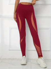 Mesh Contrast Yoga Workout Pants Breathable Leggings