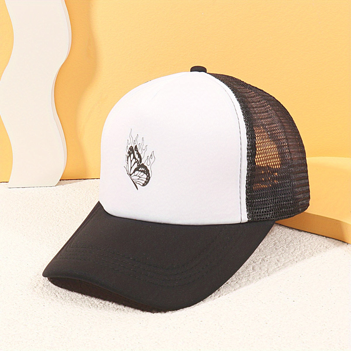 Butterfly Print Trucker Hat Mesh Baseball Cap Lightweight Sunshade Dad Hats