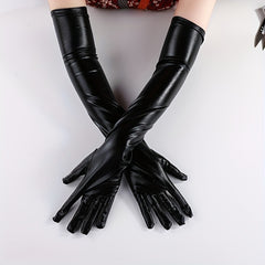 PU Leather Punk Long Gloves Gothic Bright Gloves Dance Gloves