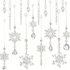 16pcs Christmas Snowflake Decorations Set Acrylic Icicle Ornaments