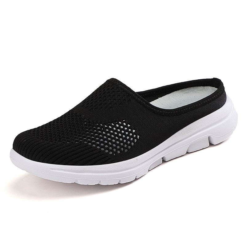 Women's Mesh Hollow Out Slip On Mules Flat Casual Shoes