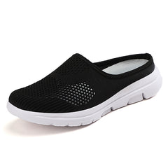 Women's Mesh Hollow Out Slip On Mules Flat Casual Shoes