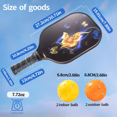 Lightweight Pickleball Paddle Set Fiberglass Surface Rackets 2pcs Balls Bag