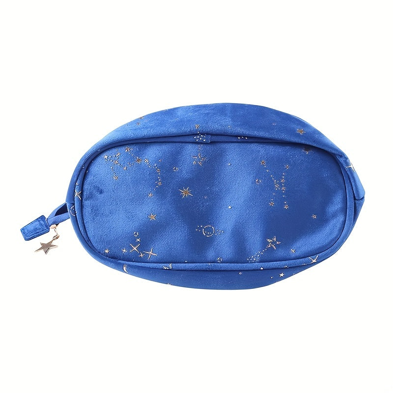 Portable Star Print Makeup Bag Velvet Polyester Wash Bag