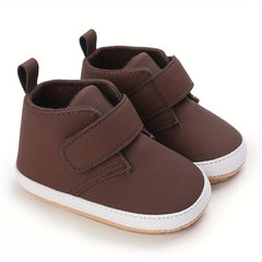 Baby Boys Solid Sneakers with Hook and Loop Fastener Lightweight Anti Slip Shoes