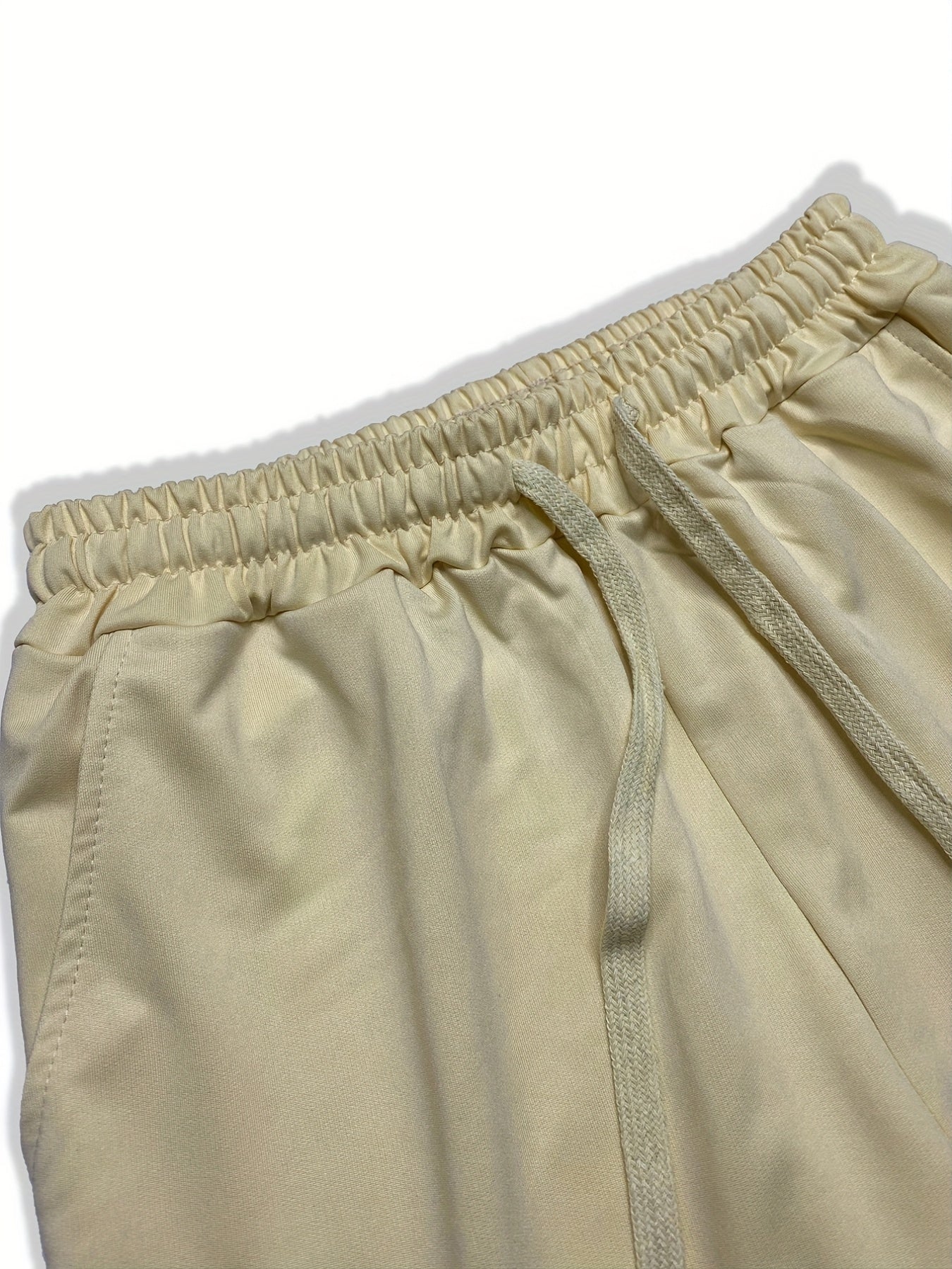 Men's Casual Cargo Shorts Solid Stretch Elastic Waist Drawstring Shorts
