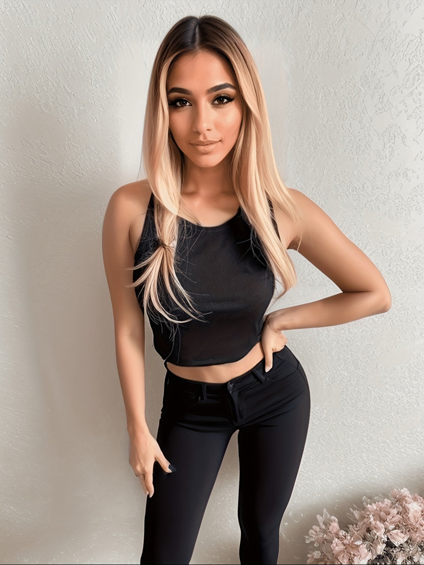 Solid Crop Tank Top Casual Crew Neck Summer Sleeveless Top