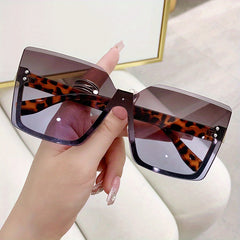 Square Rimless Sunglasses Gradient UV400 Sun Shades for Summer Travel