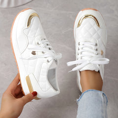 Women's Lightweight Lace-Up Sneakers Comfortable Low-Top Sports Shoes