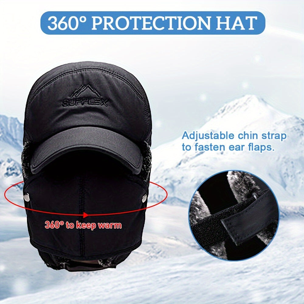 Winter Fleece Balaclava Cap With Face Cover Warm Trapper Cap