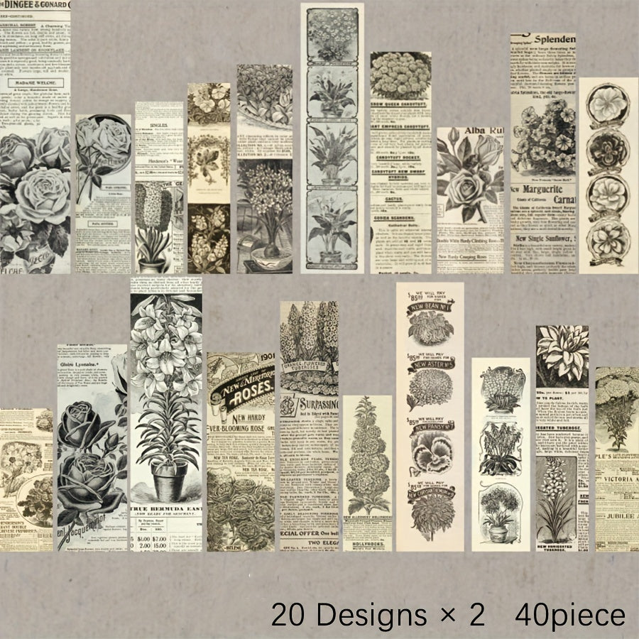 Retro Journal Collage Sticker Pack, 40pcs