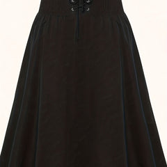  Casual Skirt Women's Plus Solid Lace Up High Rise Maxi Skirt