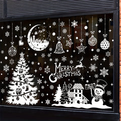 9pcs Christmas Tree Window Stickers Static Snowflake Wall Stickers