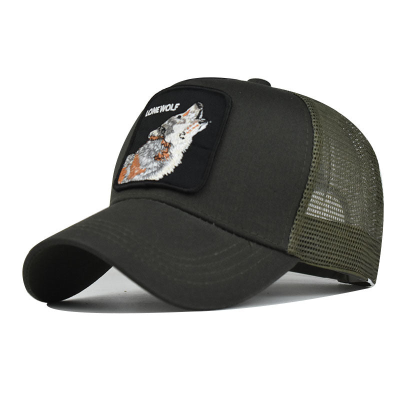 Embroidered Animal Baseball Cap Mesh Peaked Sun Hat