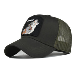 Embroidered Animal Baseball Cap Mesh Peaked Sun Hat