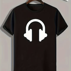 Headset Pattern Print Men's Comfy Sports T Shirt Graphic Tee