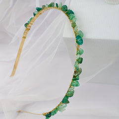 Green Agate Gravel Hairband Bohemian Crystal Headband