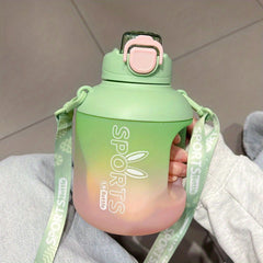 Gradient Water Bottle Straw Handle Portable Leakproof BPA Sports Cup