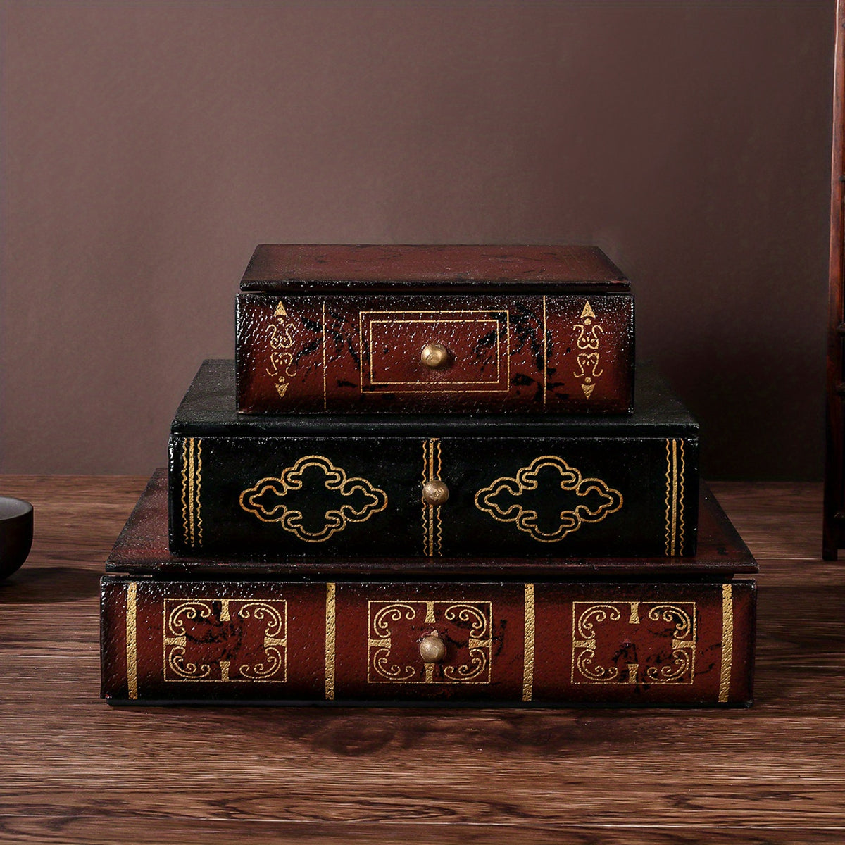 Vintage Wooden Book Storage Box Jewelry Drawer