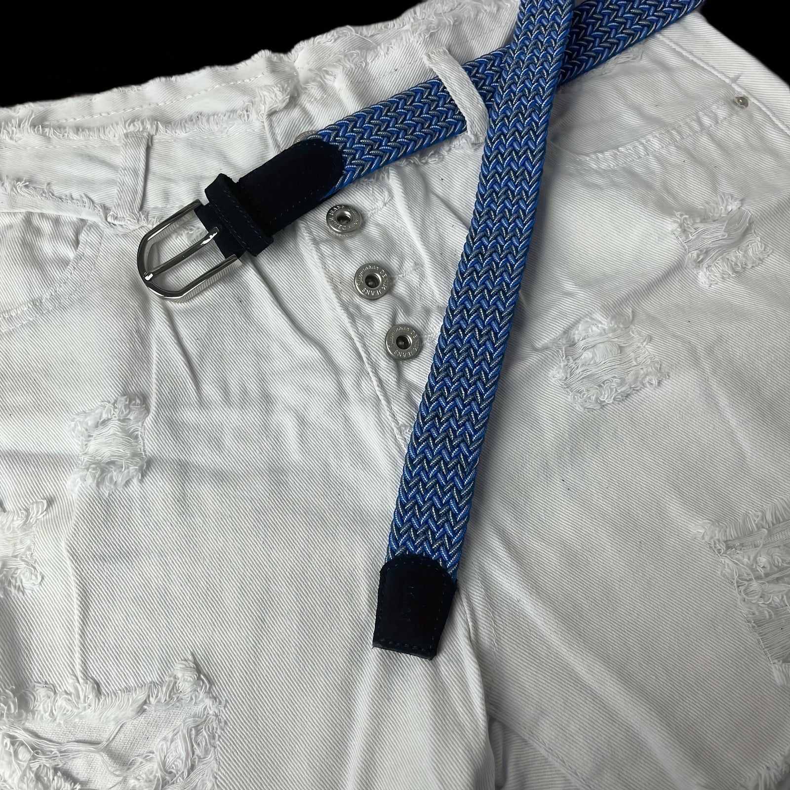 Elastic Braided Belt Pin Buckle Stretch Belt Canvas Waistband
