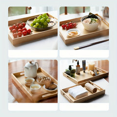 Bamboo Serving Tray Coffee Breakfast Tea Storage Container Decor