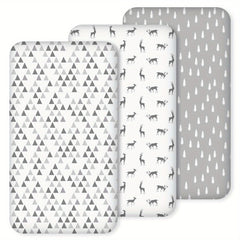 3 Pack Cartoon Printed Baby Crib Sheets Soft Microfiber Toddler Bedding