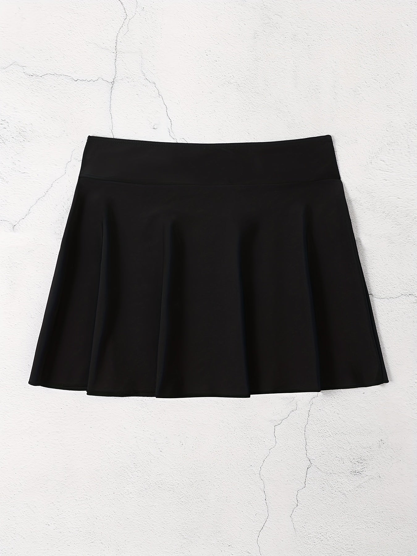 Solid Flare Cover Up Skirt High Stretch Elastic High Waist
