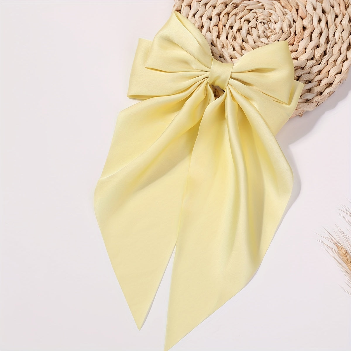Satin Bow Barrette With Tails Hair Clip for Women Girls