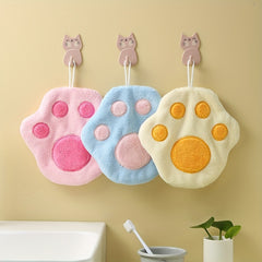 Cartoon Paw Fingertip Towel Coral Fleece Hand Wipe Cloth