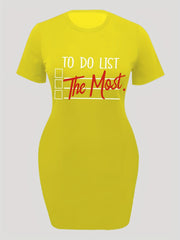  Casual Dress Women's Plus Letter Print Short Sleeve