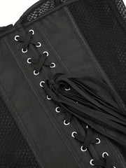 Mesh Strapless Corset Bustier Body Shaper Lace Up Lingerie