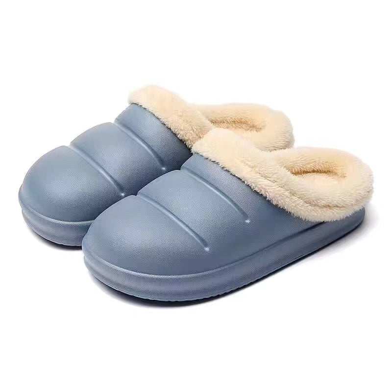 Women's Plush Lined Slippers Cozy Waterproof Bedroom Shoes