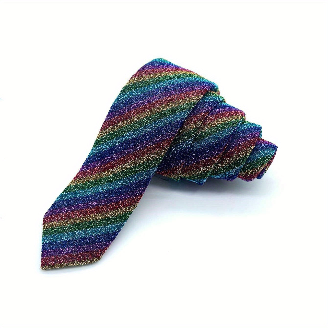 Men's Rainbow Striped Pattern Tie Holiday Birthday