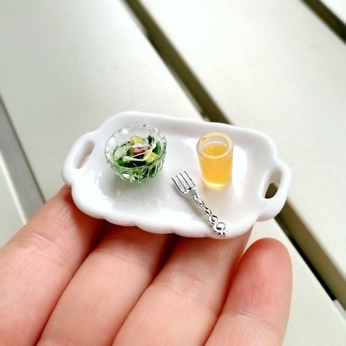 Dollhouse Mini Salad Set Resin Alloy Material Decoration for Kitchen