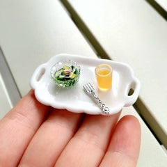 Dollhouse Mini Salad Set Resin Alloy Material Decoration for Kitchen