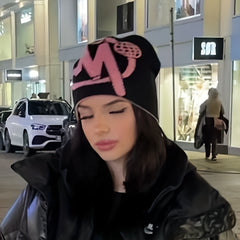 Y2K Jacquard Beanie Hip Hop Elastic Knit Hat Unisex Warm Skull Hat