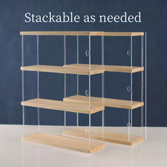 1pc Solid Wood & Acrylic Display Box Clear Dustproof Model Organizer
