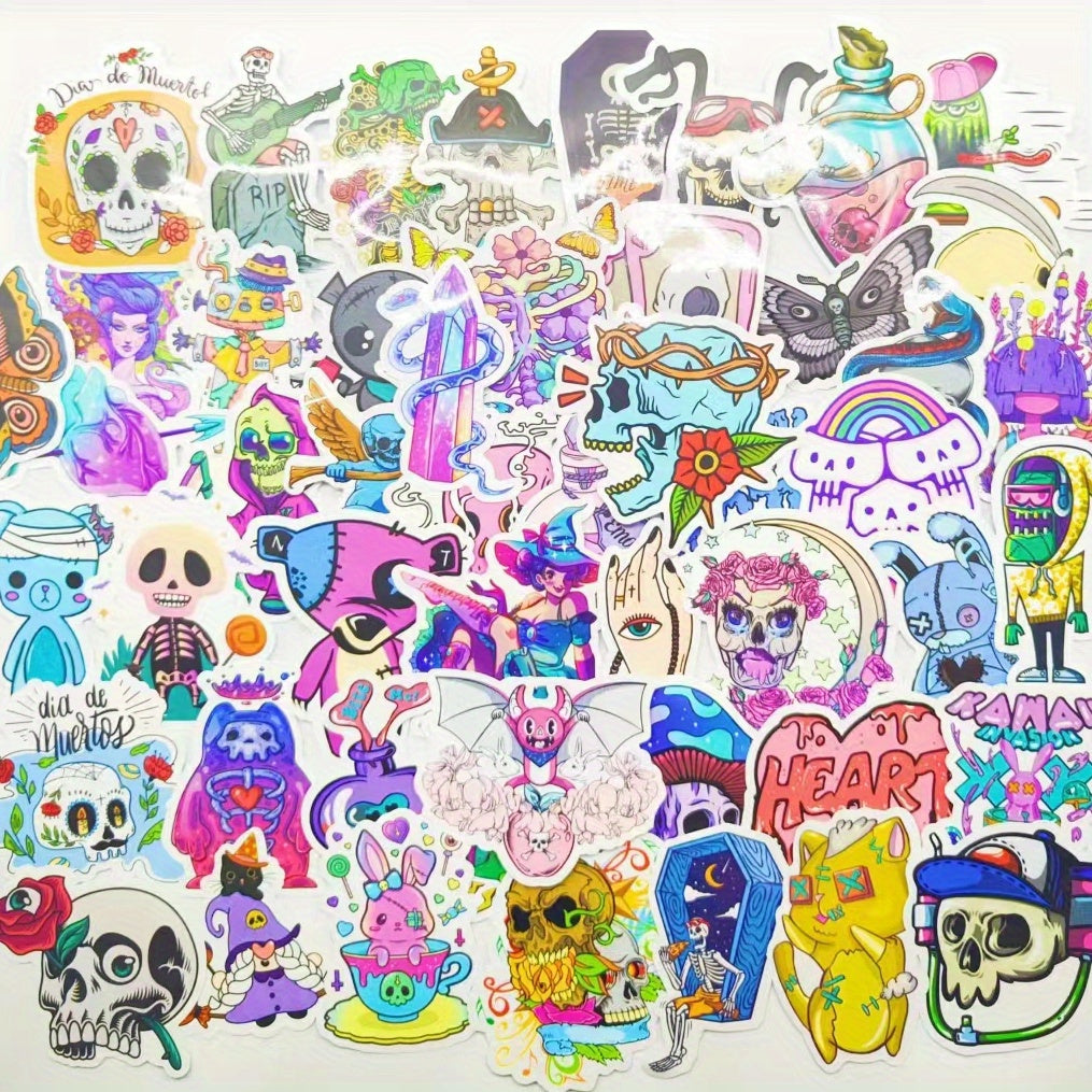 50 Pcs Pastel Goth Stickers Vinyl Waterproof Horror Decal Pack