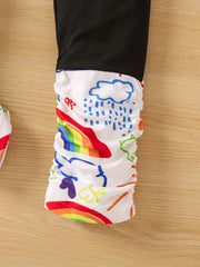 Girls Graffiti Graphic Stretch Leggings Kids Clothes