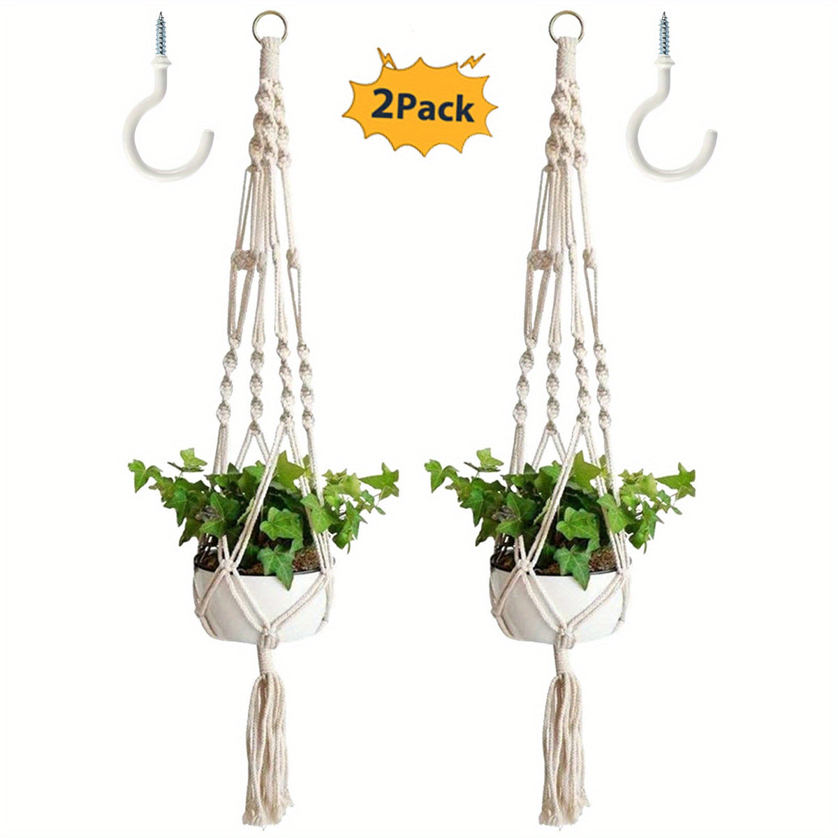 2 Pack Macrame Plant Hanger for Indoor & Outdoor - Hanging Planter