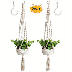 2 Pack Macrame Plant Hanger for Indoor & Outdoor - Hanging Planter