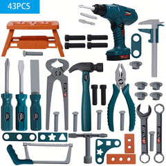 Kids' Simulation Tool Set with Toy Drill Bit and Storage Box